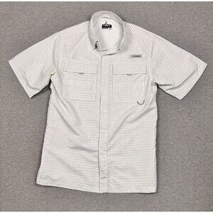 Habit Shirt Mens Small White Plaid Short Sleeve Quick Dry Fishing UPF 40+